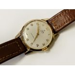 9CT TUDOR ROYAL GENTS WRISTWATCH - INSCRIBED TO THE BACK (D.F WOODS 20 YEARS FIRESTONE SERVICE - 8TH