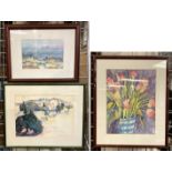 THREE ELIZABETH REID FRAMED WATERCOLOURS