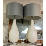 PAIR OF LAURA ASHLEY GLASS TABLE LAMPS 49CMS (H) EXC SHADE