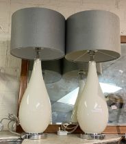 PAIR OF LAURA ASHLEY GLASS TABLE LAMPS 49CMS (H) EXC SHADE