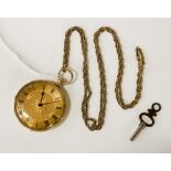 9CT GOLD CHAIN WITH A GOLD PLATED POCKET WATCH