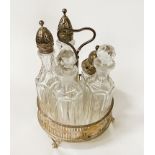 GEORGIAN HM SILVER CONDIMENT SET WITH TRAY