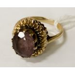 9CT GOLD AMETHYST RING - SIZE M - APPROX 3.7 GRAMS