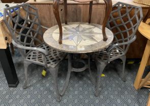 GRANITE STYLE TOP GARDEN TABLE & TWO CHAIRS