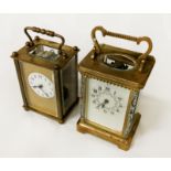 BRASS CARRIAGE CLOCK & 1 OTHER