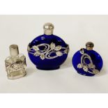 3 ART NOUVEAU SCENT BOTTLES TO INCLUDE ONE SILVER