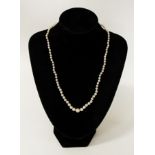 CULTURED PEARL NECKLACE WITH SILVER & MARQUISITE CLASP