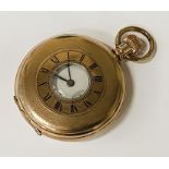 WALTHAM GOLD PLATED HALF HUNTER POCKET WATCH - WORKING & IN GOOD CONDITION