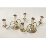 PAIR OF SILVER CANDELABRAS 14.5CMS (H) APPROX