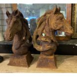 PAIR OF CAST IRON HORSE HEADS 46CMS (H) APPROX