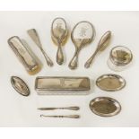 12 PIECE 800 SILVER DRESSING TABLE SET - MONOGRAMMED ''A. H''