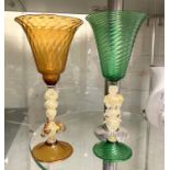 TWO PIECES OF VINTAGE MURANO GLASSES 26.8CMS & 25.8 (H) APPROX