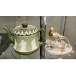 WEDGWOOD TEAPOT & A CROWN DERBY PHEASANT