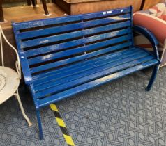 PAINTED BENCH WITH CAST IRON ENDS