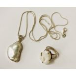 LARGE STERLING SILVER NECKLACE PENDANT & RING SET