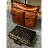 ITALIAN LEATHER SUITCASE & CROCODILE SKIN BRIEFCASE