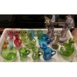 VICTORIAN MARY GREGORY GLASSWARE IN SEVERAL SHAPES & COLOURS