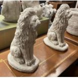 PAIR OF SMALL SEATED LIONS