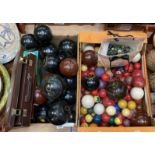 QTY OF BOWLS, SNOOKER BALLS, MARBLES & OTHER