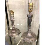 TWO MAPPIN & WEBB STERLING SILVER TABLE LAMPS - 21CMS (H) & 25CMS (H)