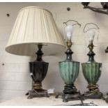 3 BRONZE TABLE LAMPS 38CMS (H) EXCLUDING BULBS