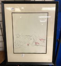 THE RED ROSE & THE RED SHOES 1963 PENCIL & WATERCOLOUR 34CMS X 28CMS WITHOUT FRAME & CARD