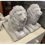 PAIR OF SMALL SEATED LIONS