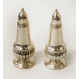 PAIR OF SILVER SALT & PEPPER POTS 13CMS (H) APPROX