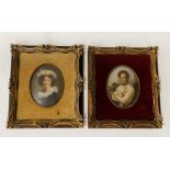 TWO MINIATURE PORTRAITS - MAN & WOMAN