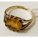 9 CARAT GOLD CITRINE RING - SIZE L