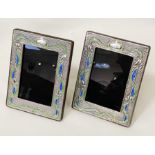 PAIR OF HM SILVER & ENAMEL PHOTO FRAMES 19CMS X 15CMS