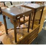 PAIR OF TABLES WITH SINGLE DRAWER & GLASS TOP