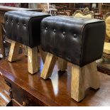 PAIR OF LEATHER FOOTSTOOLS