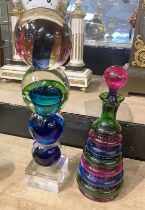 TWO ART GLASS ITEMS TALLEST 36CMS (H)