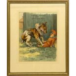 LOUIS WAIN SIGNED WATERCOLOUR 'PUNCH AND HIS DOG' - 28 X 36 CMS WITHOUT FRAME AND IS IN GOOD
