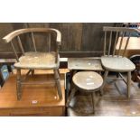 TWO CHILD'S CHAIRS & 2 STOOLS
