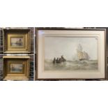 TWO GILT FRAMED THOMAS BUSH HARDY WATERCOLOURS 30X 36CM OUTER FRAME WITH A WATERCOLOUR BY THE SAME