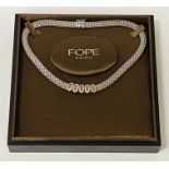 18CT GOLD DESIGNER WHITE GOLD NECKLACE WITH FLOATING DIAMOND CLUSTER RINGS- APPROX 74 GRAMS BY