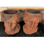 PAIR OF RUSTED STYLE DAVID GARDEN PLANTERS