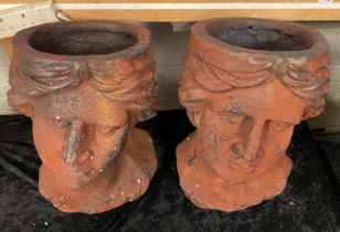 PAIR OF RUSTED STYLE DAVID GARDEN PLANTERS