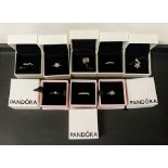 8 BOXED PANDORA RINGS / CHARM