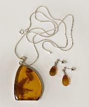 AMBER PENDANT &| EARRINGS