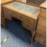 LEATHER TOP DESK ON CABRIOLE LEGS