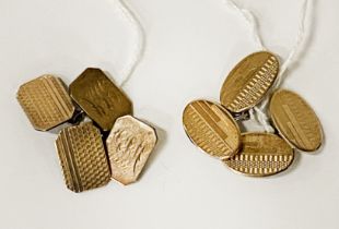 2 PAIRS OF 9 CARAT GOLD ON SILVER CUFFLINKS