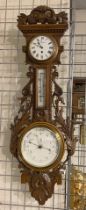 CARVED CLOCK/ BAROMETER