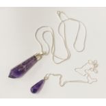 2 X AMETHYST PENDANT CHAIN - STERLING SILVER