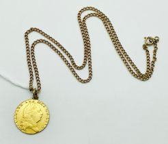 GEORGE 3RD GUINEA WITH A 9CT GOLD CHAIN