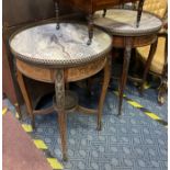 PAIR OF MARBLE TOP GALLERY TABLES