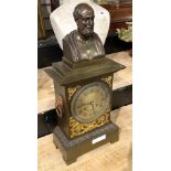 BRONZE MANTLE CLOCK WITH GREEK PHILOSOPHER TO THE TOP