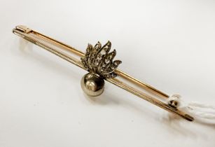 14K GOLD & DIAMOND BAR BROOCH